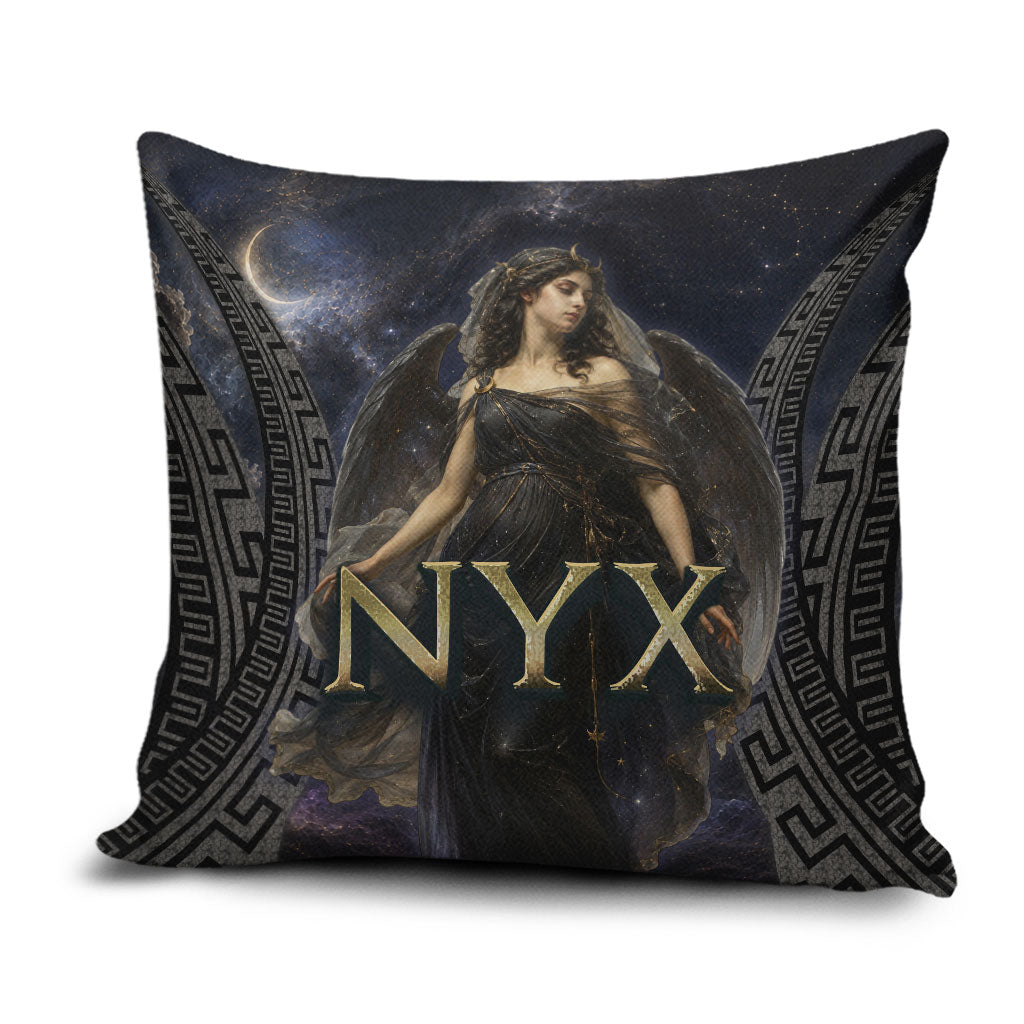 Greek Mythology Nyx Pillow Cover Celestial Starry Night Classical Art Greek Key