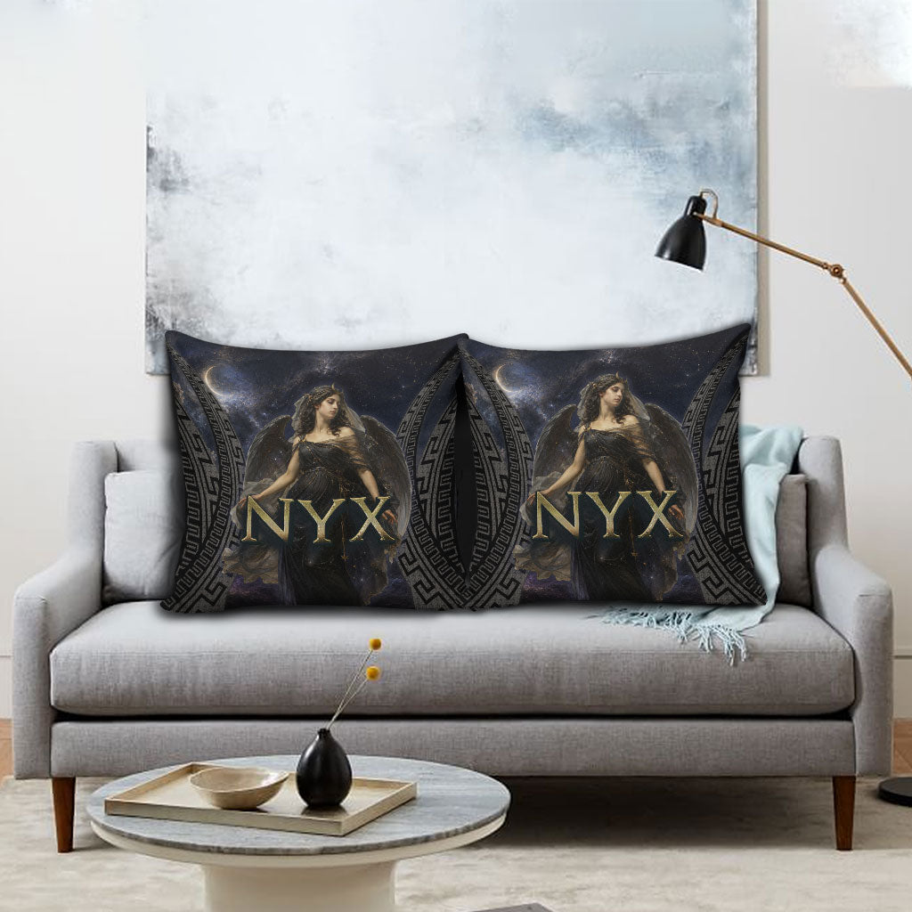 Greek Mythology Nyx Pillow Cover Celestial Starry Night Classical Art Greek Key