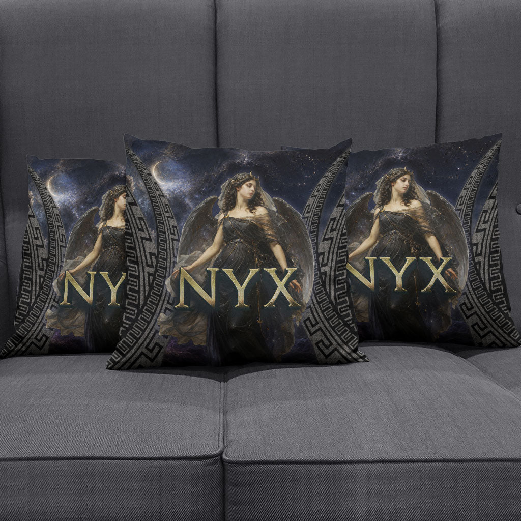 Greek Mythology Nyx Pillow Cover Celestial Starry Night Classical Art Greek Key
