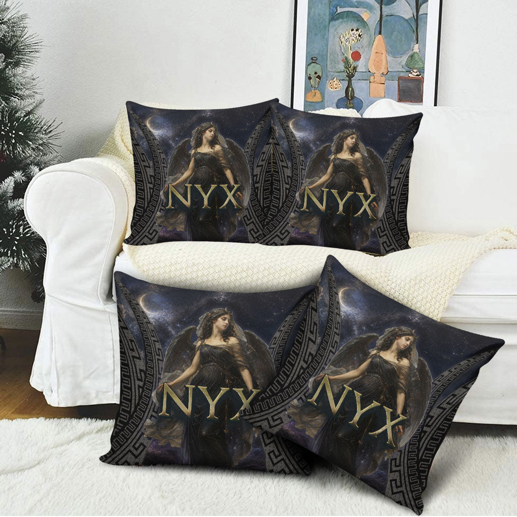 Greek Mythology Nyx Pillow Cover Celestial Starry Night Classical Art Greek Key