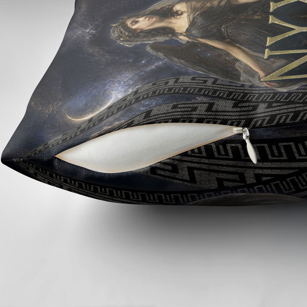 Greek Mythology Nyx Pillow Cover Celestial Starry Night Classical Art Greek Key