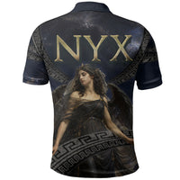 Greek Mythology Nyx Polo Shirt Celestial Starry Night Classical Art Greek Key