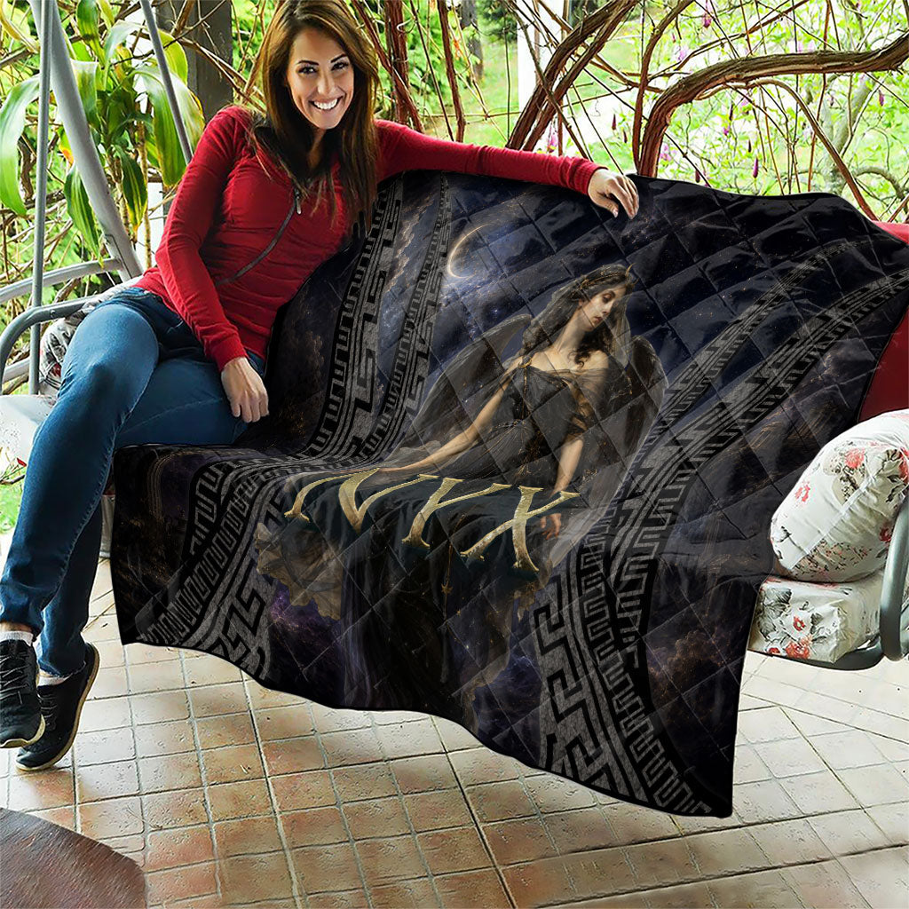 Greek Mythology Nyx Quilt Celestial Starry Night Classical Art Greek Key