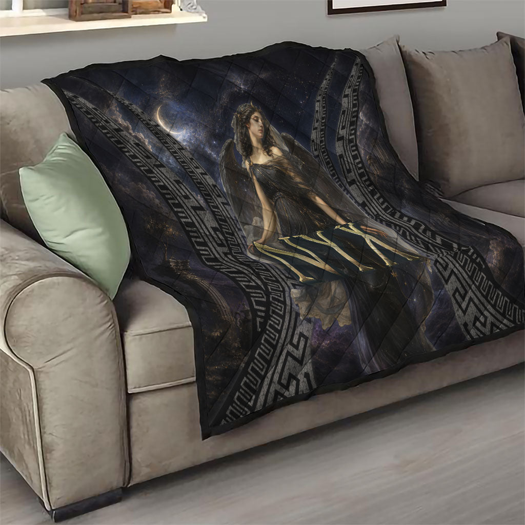 Greek Mythology Nyx Quilt Celestial Starry Night Classical Art Greek Key