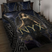 Greek Mythology Nyx Quilt Bed Set Celestial Starry Night Classical Art Greek Key