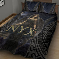 Greek Mythology Nyx Quilt Bed Set Celestial Starry Night Classical Art Greek Key
