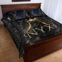 Greek Mythology Nyx Quilt Bed Set Celestial Starry Night Classical Art Greek Key
