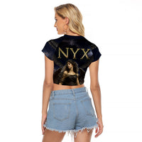 Greek Mythology Nyx Raglan Cropped T Shirt Celestial Starry Night Classical Art Greek Key