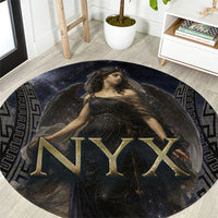 Greek Mythology Nyx Round Carpet Celestial Starry Night Classical Art Greek Key