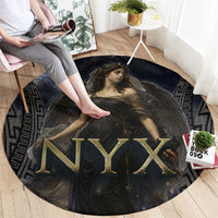 Greek Mythology Nyx Round Carpet Celestial Starry Night Classical Art Greek Key