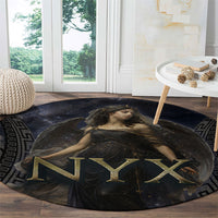 Greek Mythology Nyx Round Carpet Celestial Starry Night Classical Art Greek Key