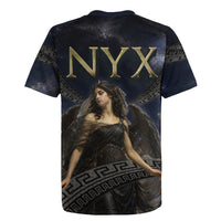 Greek Mythology Nyx Rugby Jersey Celestial Starry Night Classical Art Greek Key