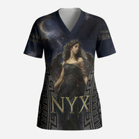 Greek Mythology Nyx Scrub Top Celestial Starry Night Classical Art Greek Key