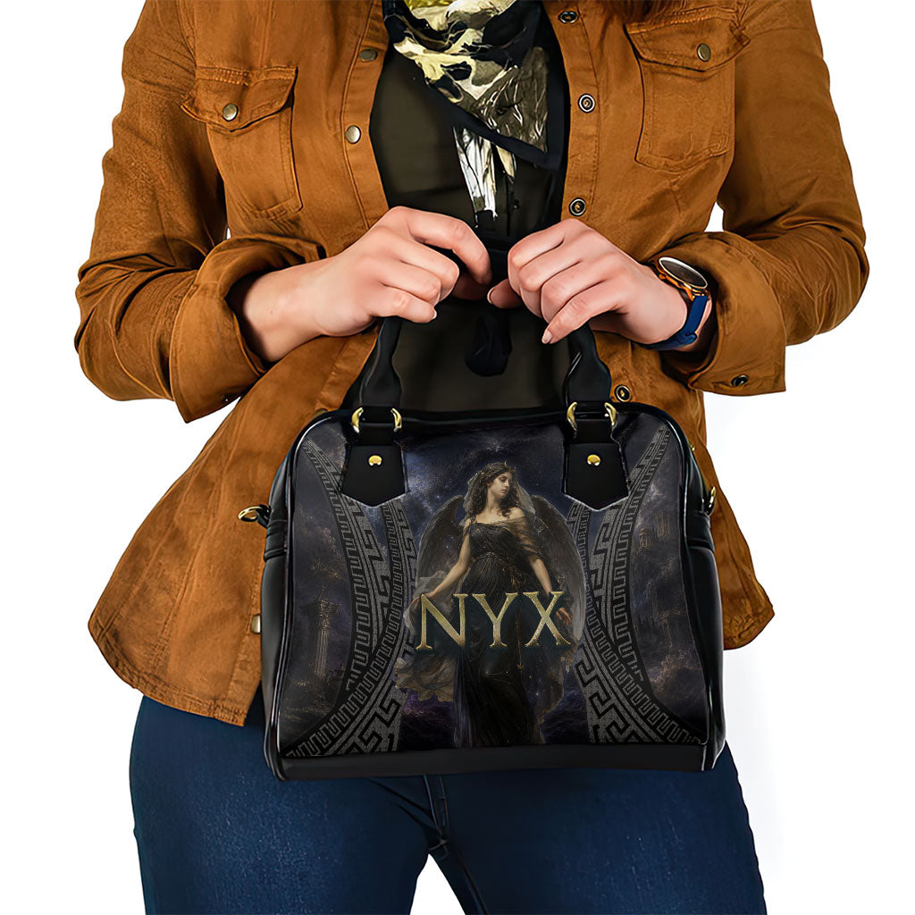 Greek Mythology Nyx Shoulder Handbag Celestial Starry Night Classical Art Greek Key
