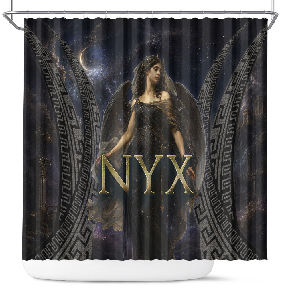 Greek Mythology Nyx Shower Curtain Celestial Starry Night Classical Art Greek Key