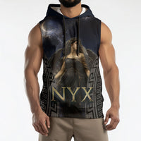 Greek Mythology Nyx Sleeveless Hoodie Celestial Starry Night Classical Art Greek Key