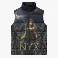 Greek Mythology Nyx Sleeveless Puffer Jacket Celestial Starry Night Classical Art Greek Key