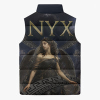Greek Mythology Nyx Sleeveless Puffer Jacket Celestial Starry Night Classical Art Greek Key