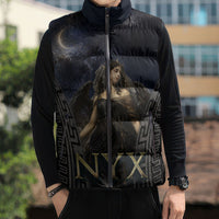 Greek Mythology Nyx Sleeveless Puffer Jacket Celestial Starry Night Classical Art Greek Key