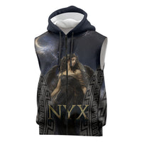 Greek Mythology Nyx Sleeveless Zip Hoodie Celestial Starry Night Classical Art Greek Key