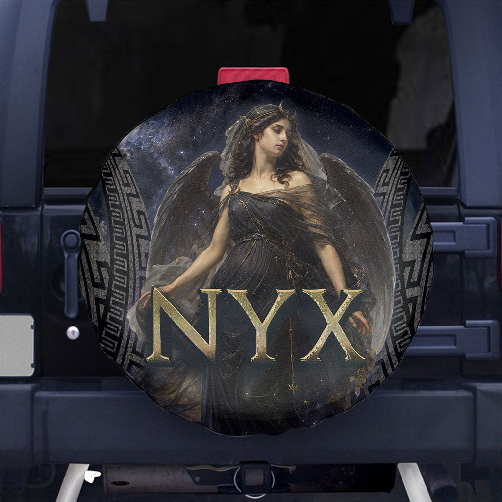 Greek Mythology Nyx Spare Tire Cover Celestial Starry Night Classical Art Greek Key
