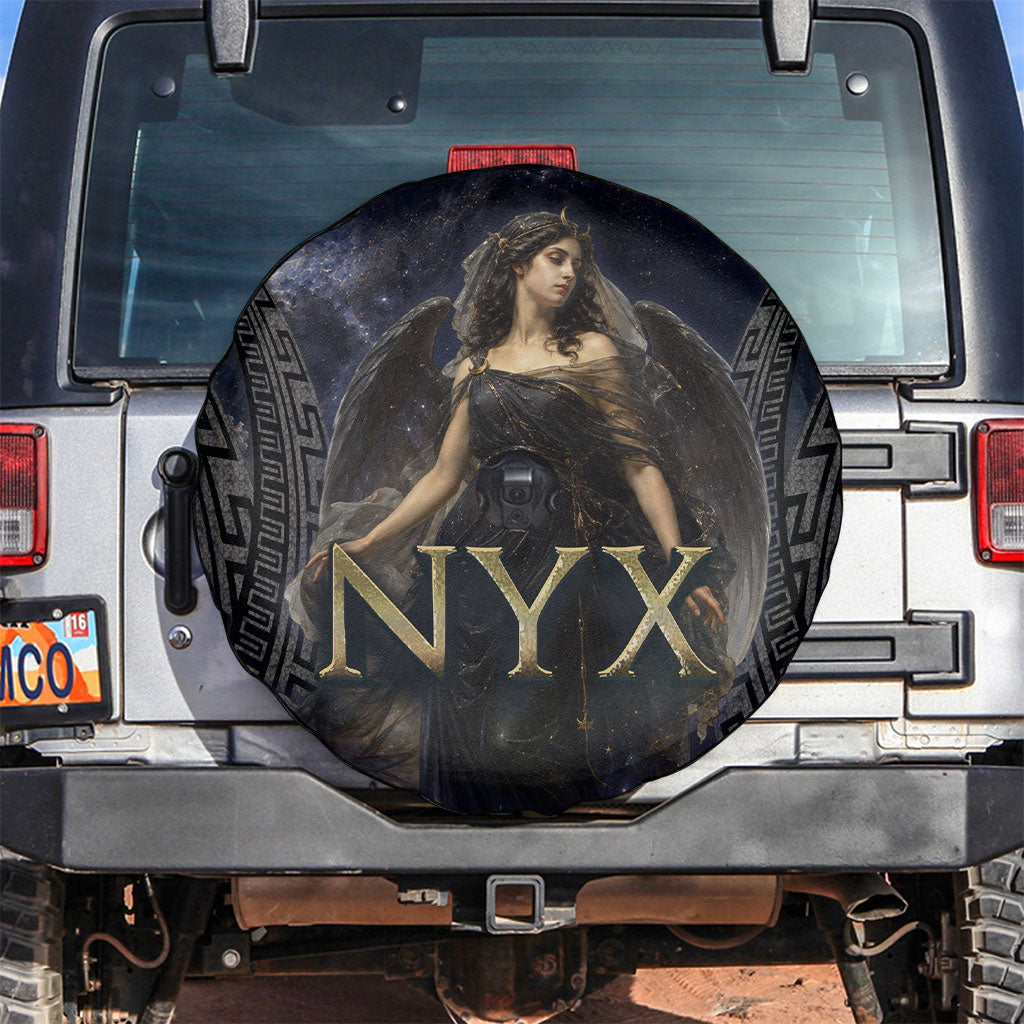 Greek Mythology Nyx Spare Tire Cover Celestial Starry Night Classical Art Greek Key