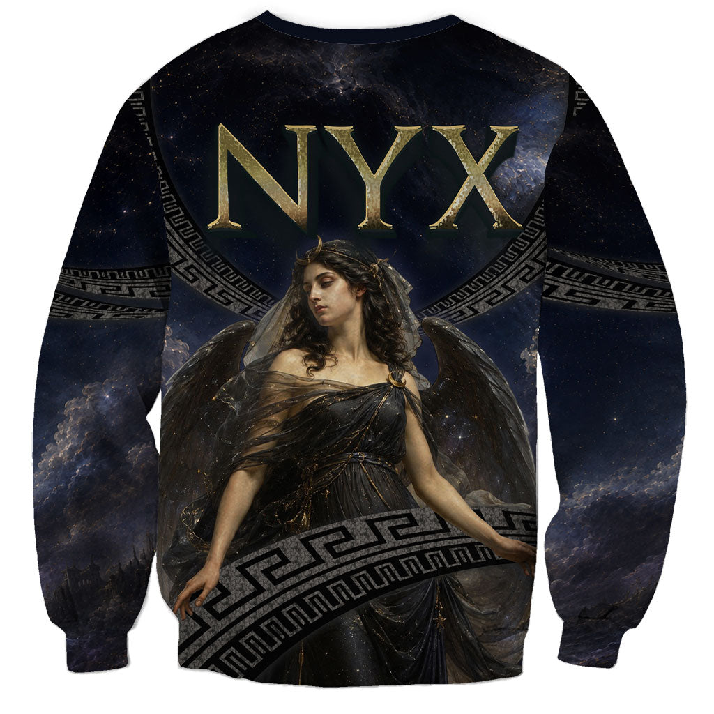 Greek Mythology Nyx Sweatshirt Celestial Starry Night Classical Art Greek Key