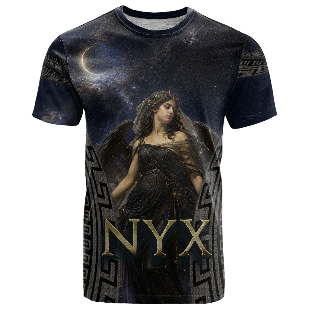 Greek Mythology Nyx T Shirt Celestial Starry Night Classical Art Greek Key