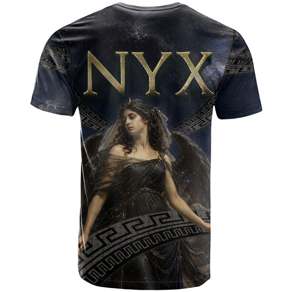 Greek Mythology Nyx T Shirt Celestial Starry Night Classical Art Greek Key