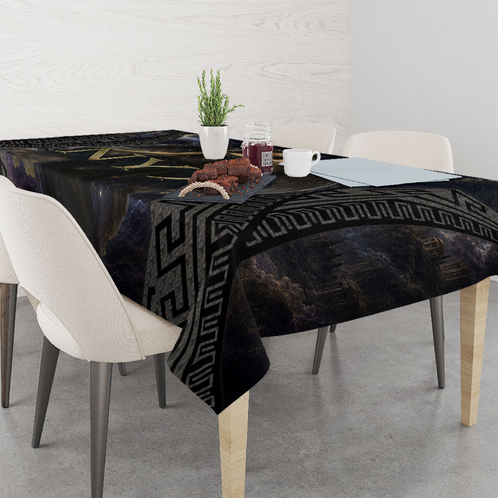 Greek Mythology Nyx Tablecloth Celestial Starry Night Classical Art Greek Key