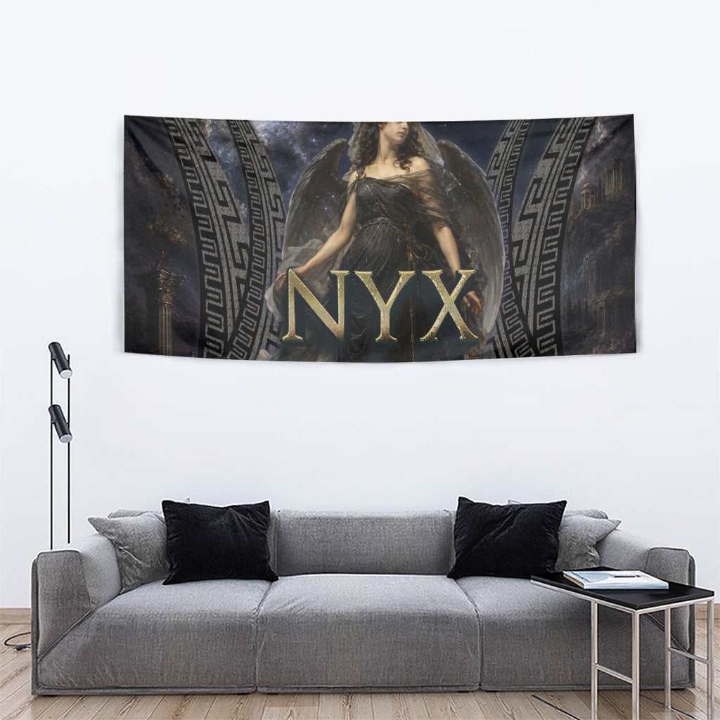 Greek Mythology Nyx Tapestry Celestial Starry Night Classical Art Greek Key