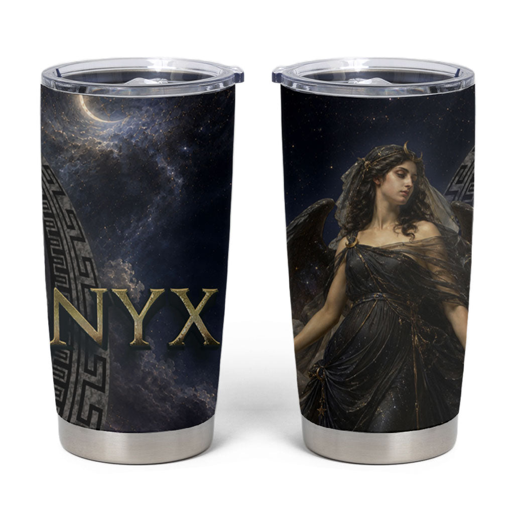 Greek Mythology Nyx Tumbler Cup Celestial Starry Night Classical Art Greek Key