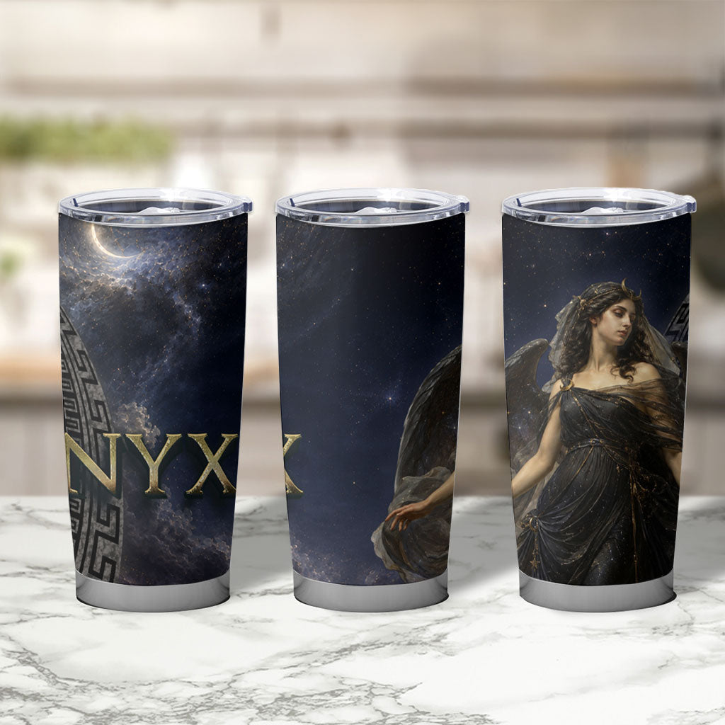 Greek Mythology Nyx Tumbler Cup Celestial Starry Night Classical Art Greek Key