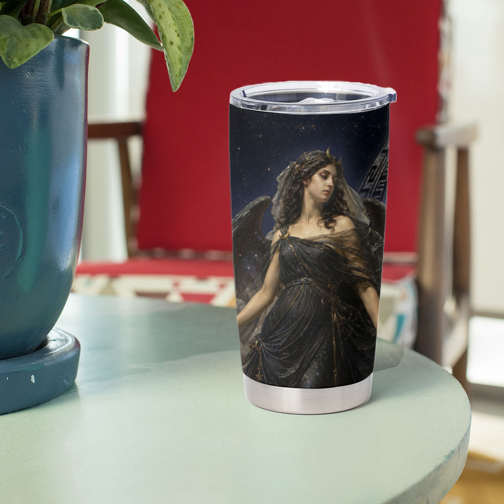 Greek Mythology Nyx Tumbler Cup Celestial Starry Night Classical Art Greek Key