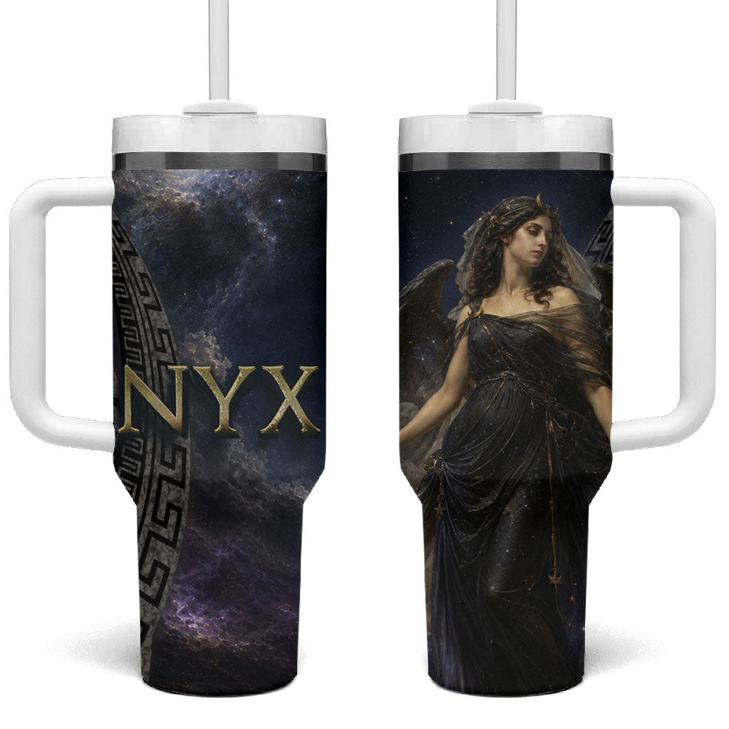 Greek Mythology Nyx Tumbler With Handle Celestial Starry Night Classical Art Greek Key