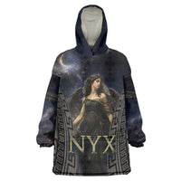 Greek Mythology Nyx Wearable Blanket Hoodie Celestial Starry Night Classical Art Greek Key