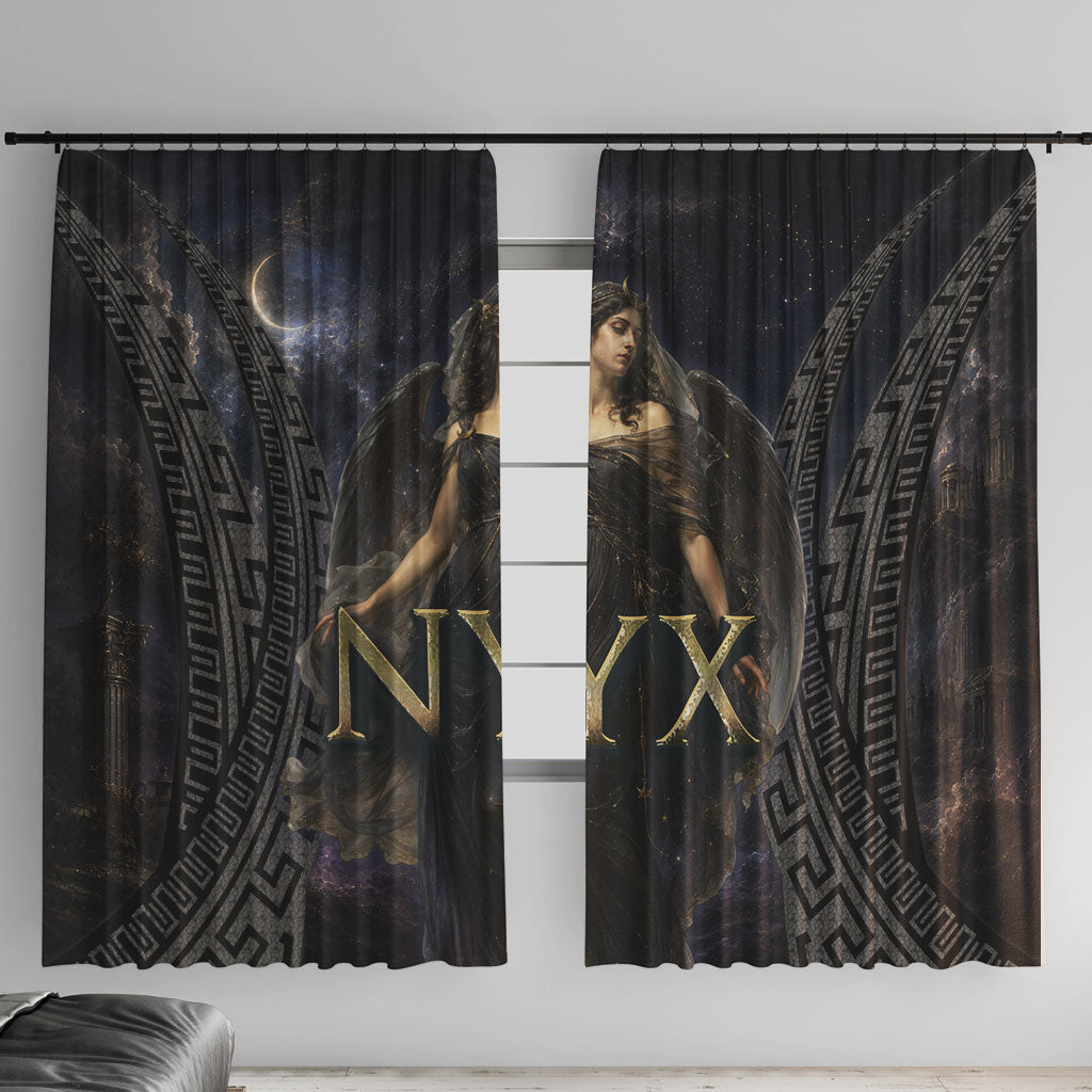 Greek Mythology Nyx Window Curtain Celestial Starry Night Classical Art Greek Key