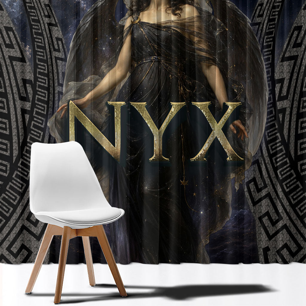 Greek Mythology Nyx Window Curtain Celestial Starry Night Classical Art Greek Key