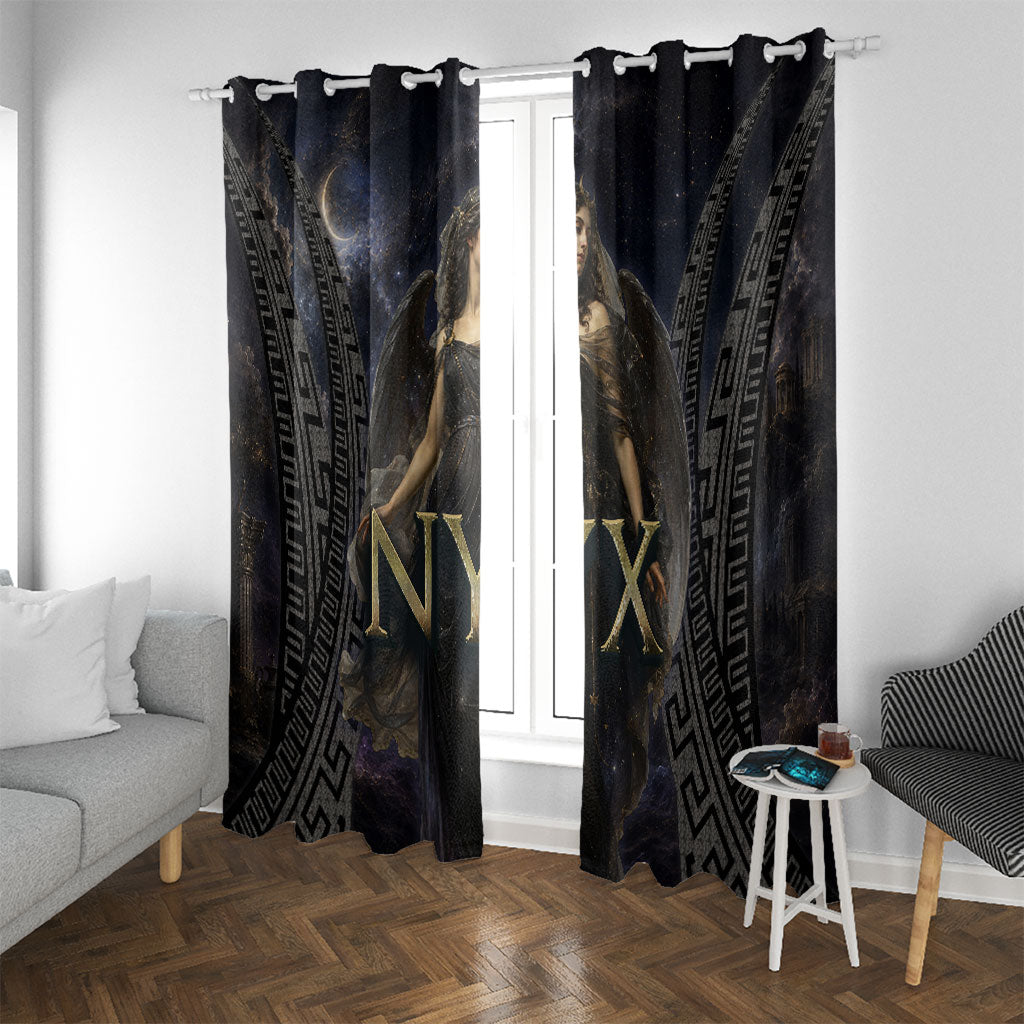 Greek Mythology Nyx Window Curtain Celestial Starry Night Classical Art Greek Key