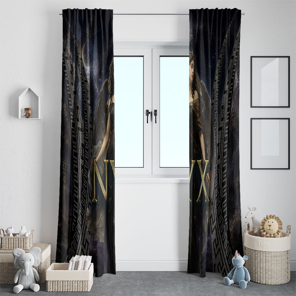 Greek Mythology Nyx Window Curtain Celestial Starry Night Classical Art Greek Key
