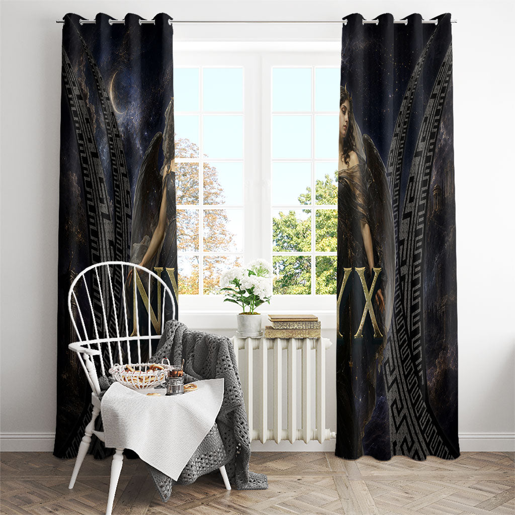 Greek Mythology Nyx Window Curtain Celestial Starry Night Classical Art Greek Key