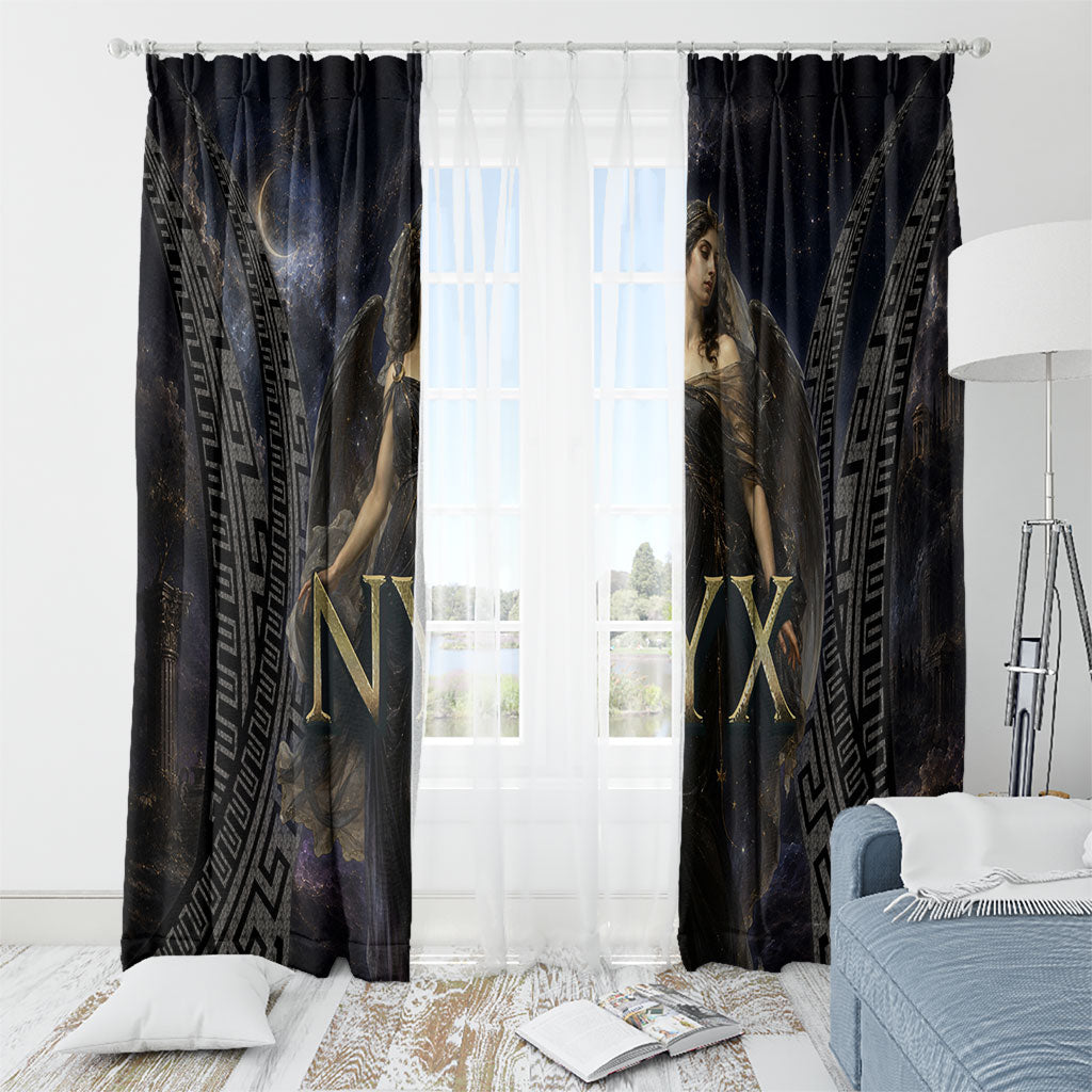 Greek Mythology Nyx Window Curtain Celestial Starry Night Classical Art Greek Key