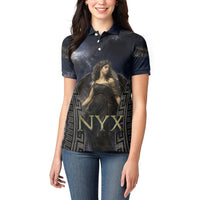 Greek Mythology Nyx Women Polo Shirt Celestial Starry Night Classical Art Greek Key