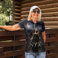 Greek Mythology Nyx Women Polo Shirt Celestial Starry Night Classical Art Greek Key