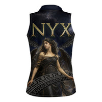 Greek Mythology Nyx Women Sleeveless Polo Shirt Celestial Starry Night Classical Art Greek Key