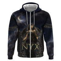 Greek Mythology Nyx Zip Hoodie Celestial Starry Night Classical Art Greek Key