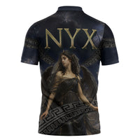 Greek Mythology Nyx Zipper Polo Shirt Celestial Starry Night Classical Art Greek Key