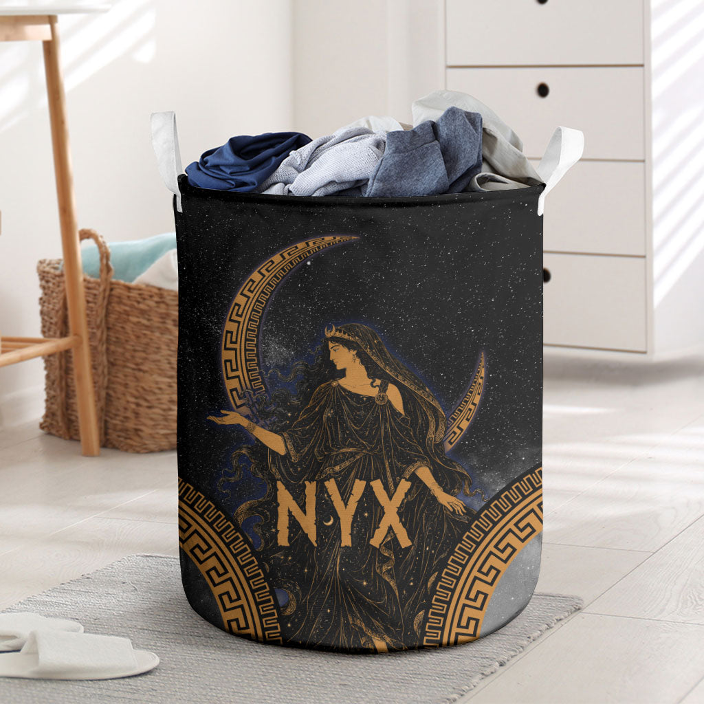 Greek Mythology Nyx Laundry Basket Starry Night Classical Art Greek Key Pattern
