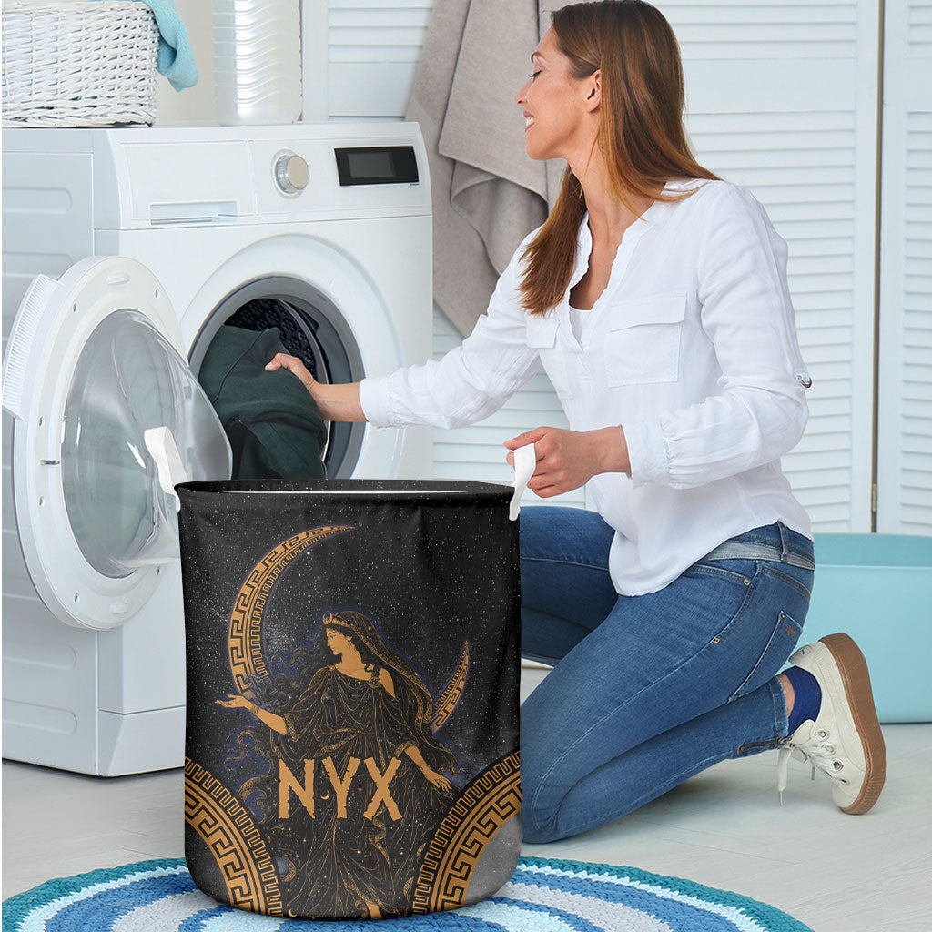 Greek Mythology Nyx Laundry Basket Starry Night Classical Art Greek Key Pattern