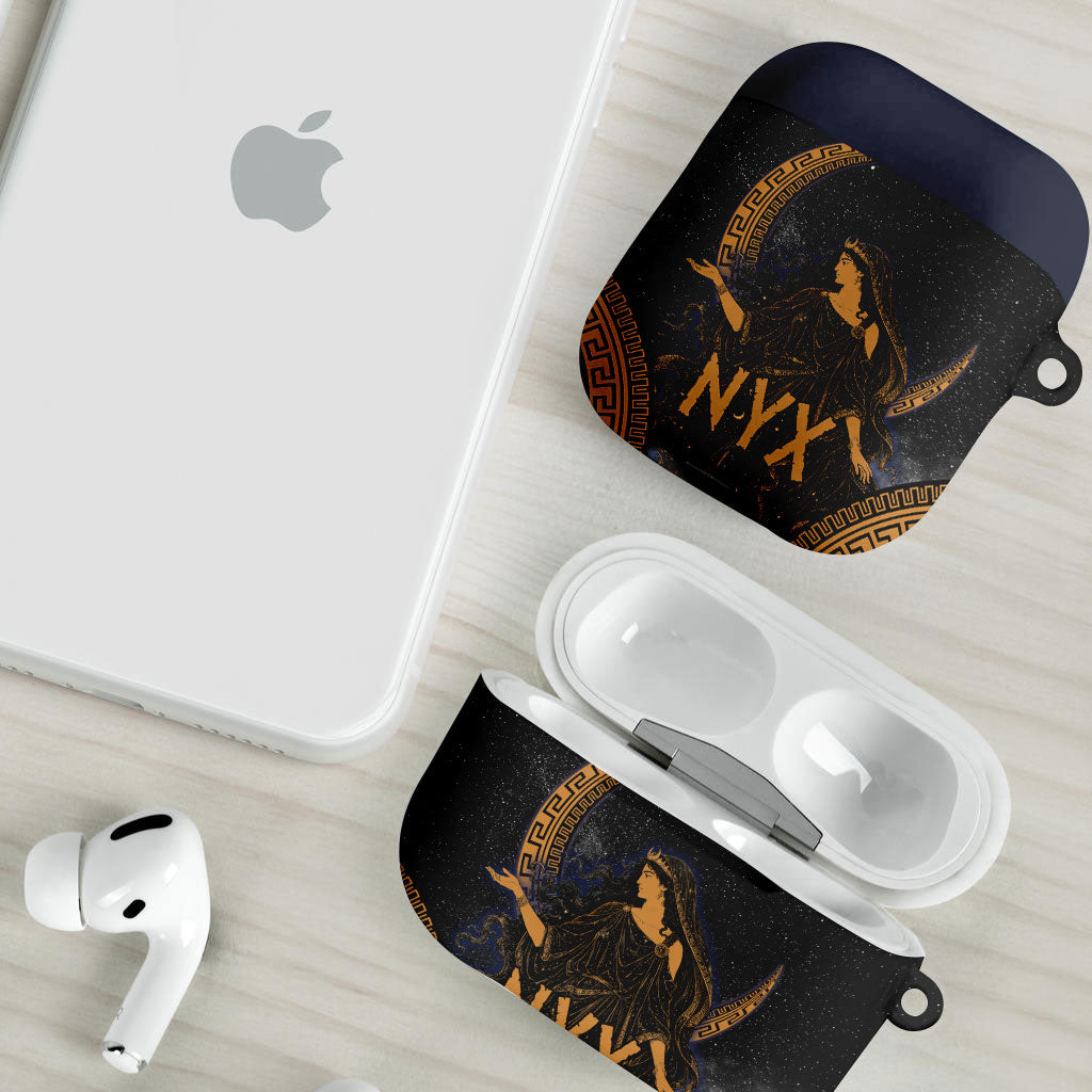 Greek Mythology Nyx AirPods Case Starry Night Classical Art Greek Key Pattern